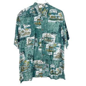 Go Barefoot Hawaiian Shirt Island Ship Short Sleeve Size XL EUC L2393